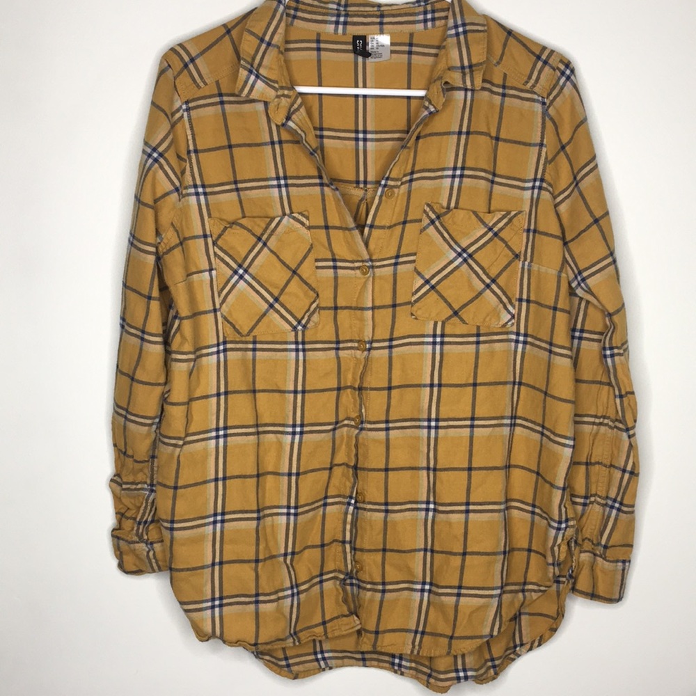 H&M Yellow Plaid Button Shirt